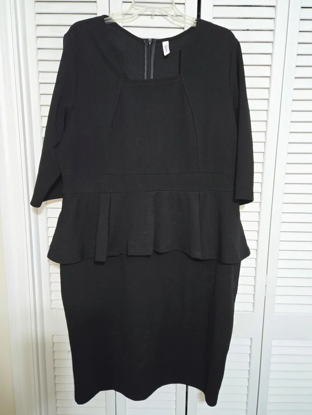 Runwind Women's 2X Black Peplum Dress - Stylish Office Church - Picture 2 of 11